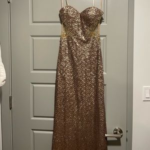 La Femme Gold Sequin Gown size 2